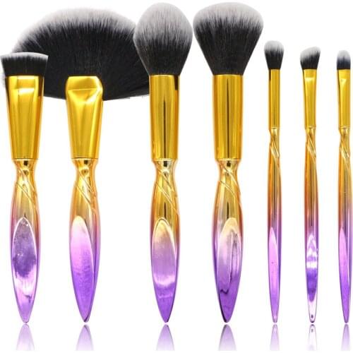 7pcs/Set Makeup Brushes with PE Bag Cosmetic Face Foundation Power Eyeshadow Blush Fan Make Up Brush Kit Maquiagem Cotton Pad