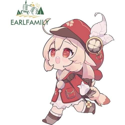EARLFAMILY 13cm x 8.3cm for Genshin Impact Klee Car Stickers Waterproof Vinyl Decals Funny Trunk Helmet Decor Car Styling
