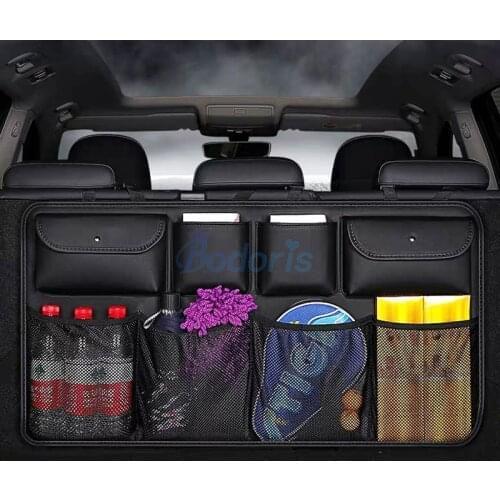 For Toyota Sienna Privia Rear Trunk Seat Back Storage Bag Luggage Nets Hook & Loop Tidiness Car Organizer Accessories