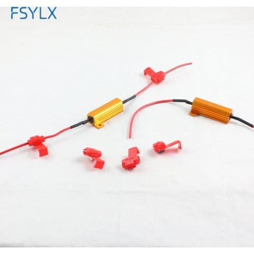 FSYLX 2X Car 50W 6ohm Led Resistor Auto Universal Anti fog headLamp Light DRL bulb Load Resistor decoder canceller