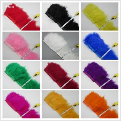 Sell 10 Yards fluffy Beautiful Turkey feathers ribbon fringe 5-7inch turkey feather trimming for carnival costumes DIY Clothing