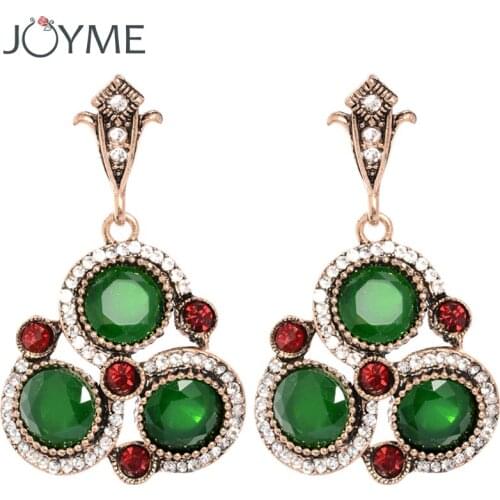 JOYME Brand Trendy Wedding Boho Indian Earrings Austrian Crystal Long Earings Retro Bohemian Dangle Earring Tibetan Jewelry