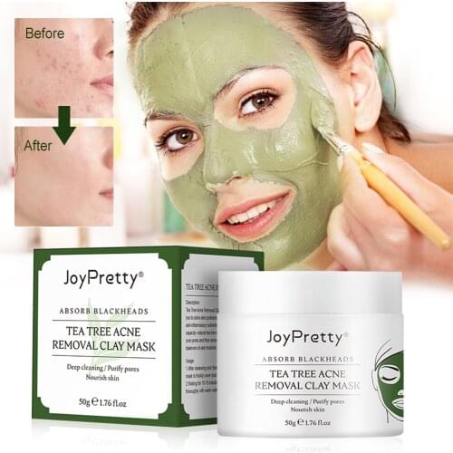 Tea tree mud mask to reduce pores and blackheads removal mask facial acne mask cleansing moisturizing care cream