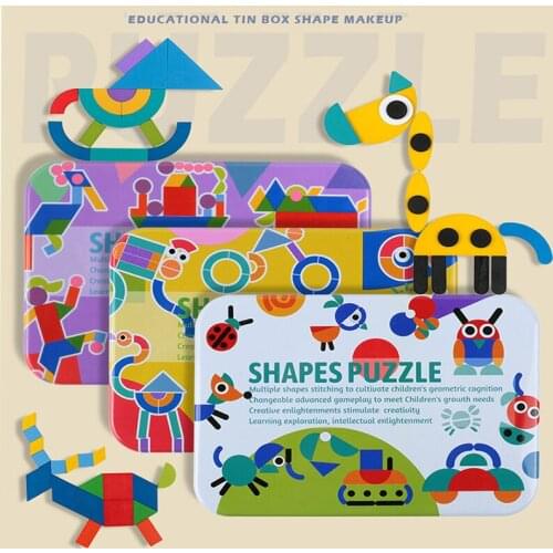 Baby Educational Toys Game Tin Box Wooden Animal Fun Jigsaw Puzzle Childrens Educational Montessori Early Learning Toy Gift