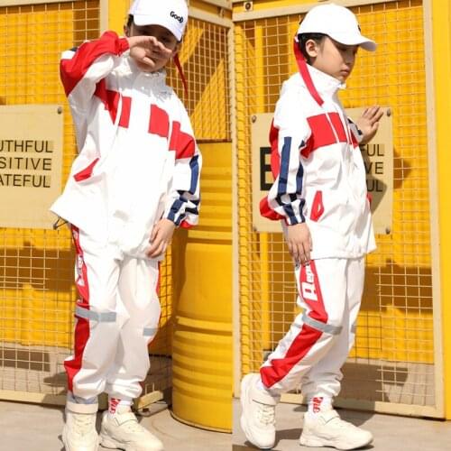 Korean Hip-Hop Children Stage Dance Suit Boy Loose Jacket Pants Jazz Dance Clothes Girls Hiphop Costumes Sports Wear Tide DL5458