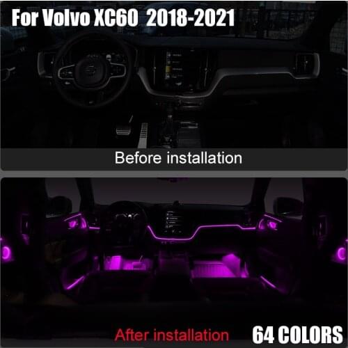 For Volvo XC60 64 Colors 2018 2019 2020 2021 Color Ambient light lamp Atmosphere Advanced Light Decoration lamp