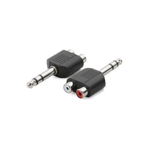 Two-channel 6.5MM male to 2RCA lotus female 6.5/6.35 male to double AV female microphone audio connector