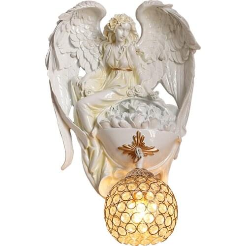 European style goddess angel wall lamp bedroom dining room Flowers lamp aisle bathroom corridor wall sconces lights lighting