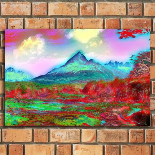 Psychedelic Trippy Visual Abstract Scenery 4 Silk Fabric Wall Poster Art Decor Sticker Bright