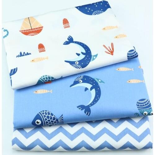 Cotton Fabric Patchwork marine animal Cartoon Tissue Cloth Of Handmade DIY Quilting Sewing Baby&Children Sheets Dress Material
