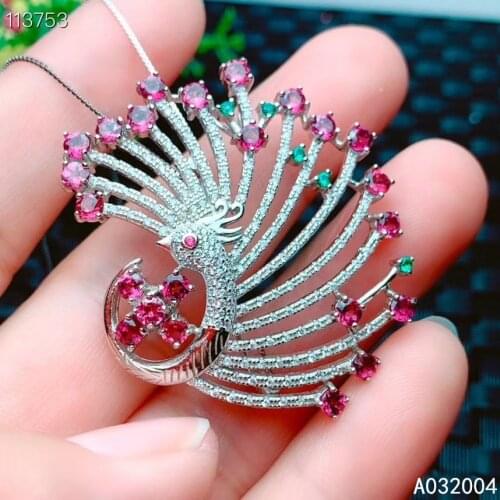 KJJEAXCMY Fine Jewelry 925 Sterling Silver inlaid Natural gemstone Garnet Female Pendant Necklace noble Support test two wear