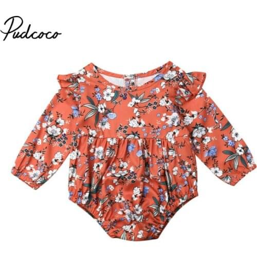 Pudcoco 2019 Newborn Baby Girls Floral Jumpsuit Bodysuit Outfit Party Clothes Spring Autumn Long Sleeve Baby Girl Princess 0-18M
