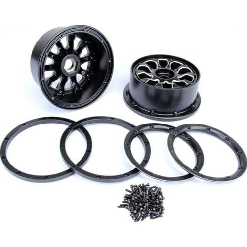 CNC alloy metal wheel hub set + outter and inner beadlocks + screws fit HPI LOSI 5IVE -T ROVAN LT 1/5 rc car 2pcs