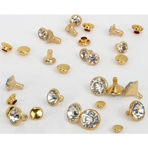30-100Sets Crystal Rhinestone Trim Rivets Diamante Studs DIY Crafts Clothing Bag Leather Decor Rebite Spikes Glass Drill Nail