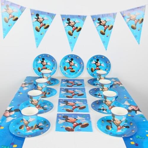 Mickey Mouse Baby Shower Decorations Paper Cups Paper Plates Napkins Cake Topper Tablecloth Balloons Birthday Party Supplies