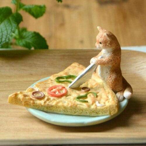 Cute Cat Statue Animal Figurines Miniature Landscape Tabletop Ornaments Restaurant Home Decoations Birthday Gift