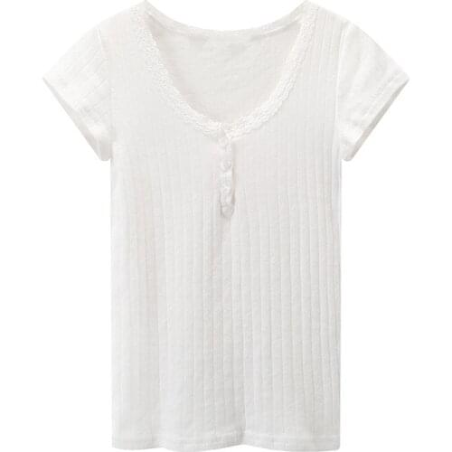 Sweet Women Soft Cotton O Neck T-shirt 2021 Summer Fashion Ladies College Style Straight T-shirt Female Solid Color T-shirt