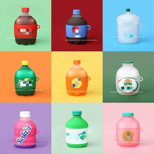 Cute 3D Silicone Drink Bottle Earphone Protective Cover For Airpods Pro Bluetooth Headset Protective Case