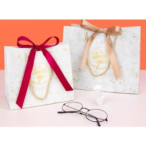 5pcs / 10pcs / marble gray gift paper bag holiday birthday party packaging carton general ribbon small paper bag