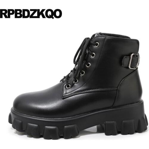 Muffin Plus Size Women Lace Up Combat Big Cheap White Platform Boots Flatform Black Military Ankle Booties 13 45 12 44 11 Shoes
