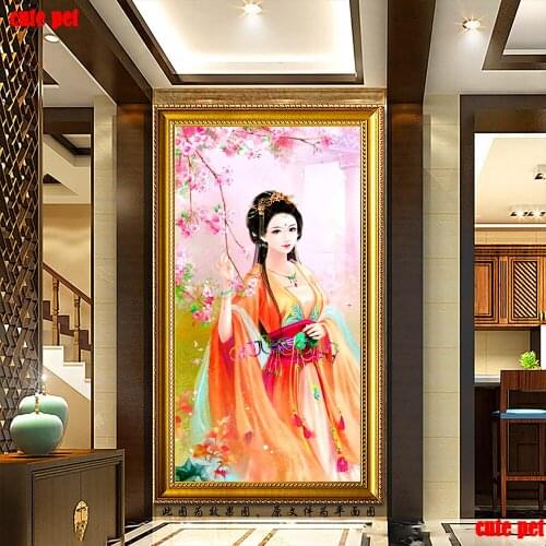 Diamond Painting Kits Oriental woman under peach tree Mosaic Sale Diamond Embroidery Cross Stitch Rhinestones home decor large