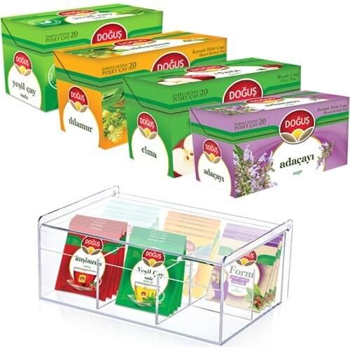 PERFECT WITH ITS WONDERFUL DRINK Dogus Herbal Tea Set of 4 + Herbal Tea Box FREE SHIPPING FREE SHİPPİNG