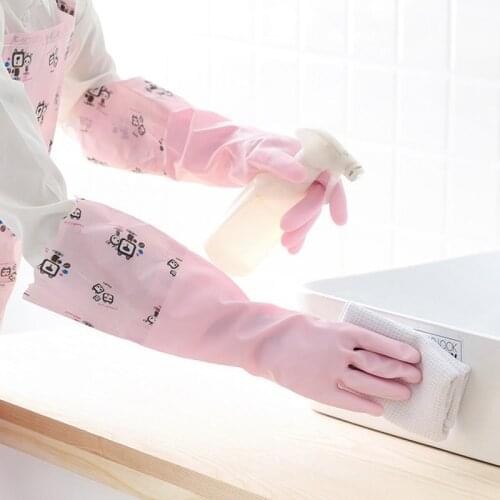 Winter Plus Velvet Warm Cleaning Gloves Antislip Thickening Home Gloves For Kitchen Latex Dishwashing Gloves For Housework