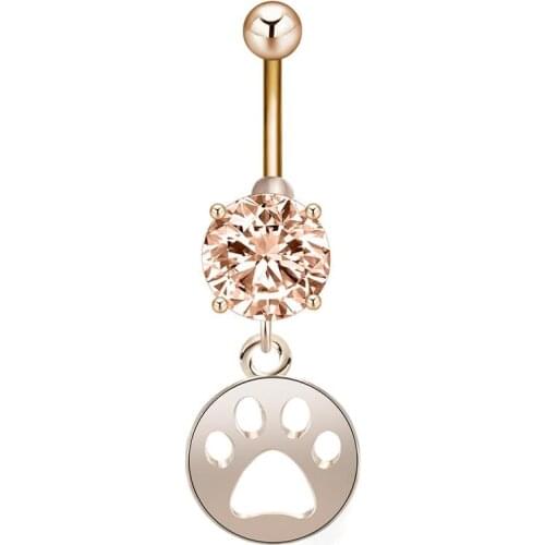 Chandler Gold Color Navel Piercing Dog Paw Unicorn Arrow Seashell Dangle Belly Button Ring for Women helix Body Piercing Jewelry
