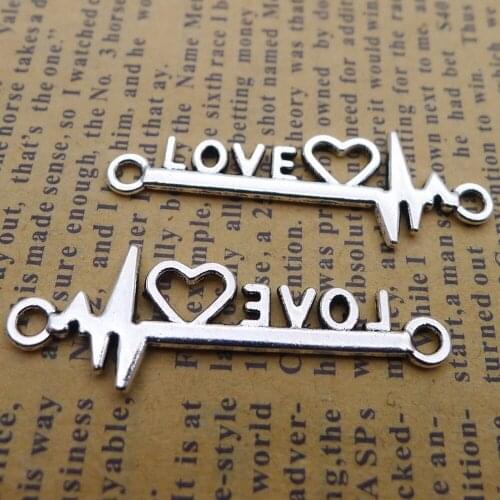150pcs Love Charms 13mm x38mm DIY Jewelry Making Pendant antique silver color
