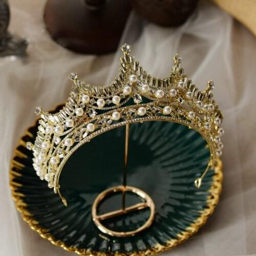 Baroque Gold Crystal Wedding Headband Bridal Tiaras Crown Wedding Hair Accessory