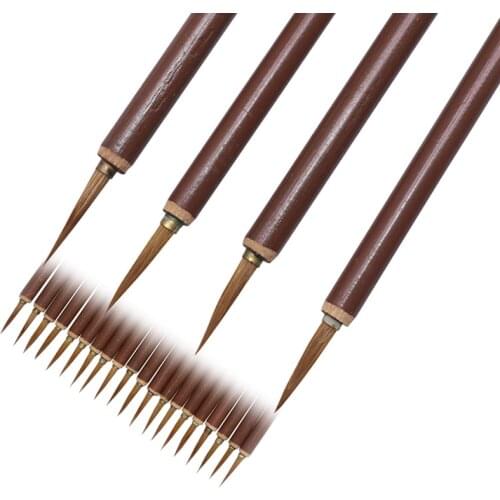 30 Pcs Brown Hook Line Pen Chinese Calligraphy Watercolor Wolf Hair Brush Artist art Acrylic Acid Student Learning Stationery