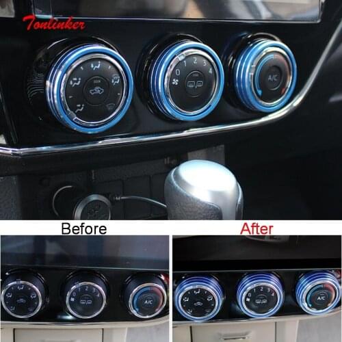 Tonlinker 1 PCS DIY Car Styling Aluminum Air Conditioning Knobs Light Circle Cover Case stickers For TOYOTA Corolla Altis 2014