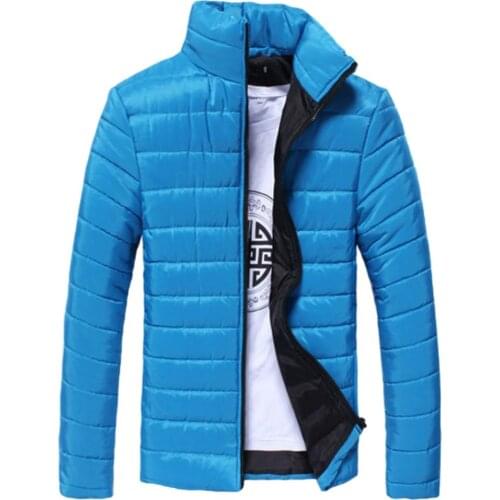 Windbreaker Men Coat Student Solid Color Parkas Stand Collar Long Sleeve Warm Cotton Quilted Coat Jacket пуховик мужской легкий