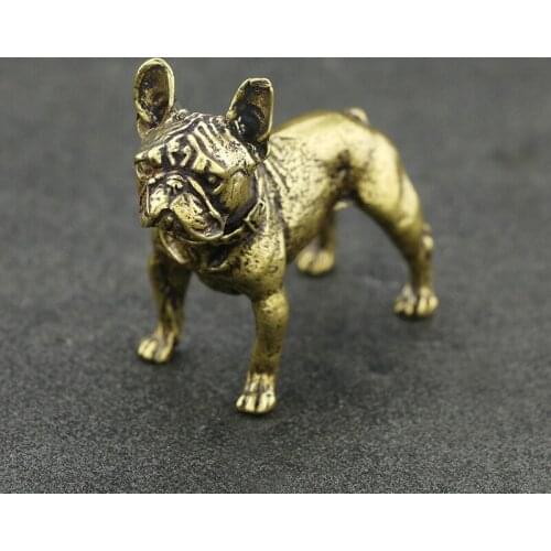 Vintage Hand-Made Copper Desktop Ornaments Bulldog Statue Shapedog Solid Pure Brass Home Decoration Chinese Zodiac Decoration