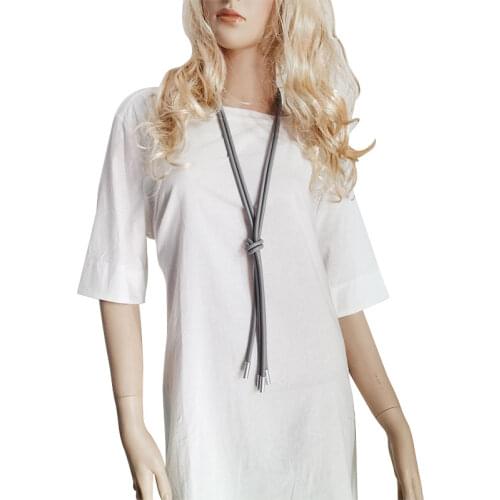 YD&YDBZ New Style Leather Rubber Ring Long Necklace Women Fashion Braided Collar Choker Necklaces High Street Jewelry Chokers