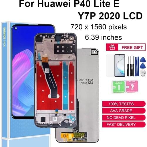For Huawei P40 Lite E LCD Display Touch Screen Digitizer For HUAWEI Y7P 2020 LCD Replacement Parts ART-L28 L29 L29N With Frame