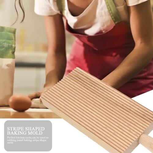 1Pc Wood Pasta Board Household Gnocchi Board Noodles Butter Table Baking Tool Wood Stripe Shaped Pasta Mold Kitchen Accessories
