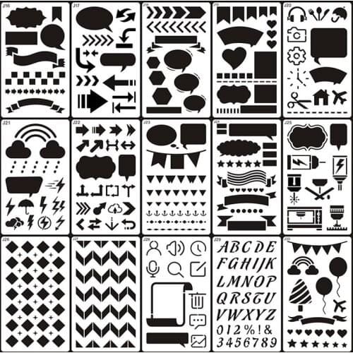 15 Sheets Bubble Stencils DIY Walls Layering Graffiti Painting Template Decoration Scrapbook Diary Coloring Embossing Reusable