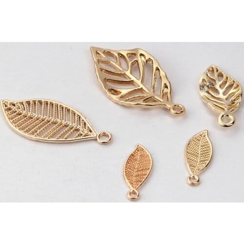 20pcs Hollow Charms Leaf & Leaves Charm pendant for Jewelry Making,KC Gold Copper Metal,DIY Handmade Bracelet Necklace Jewelry