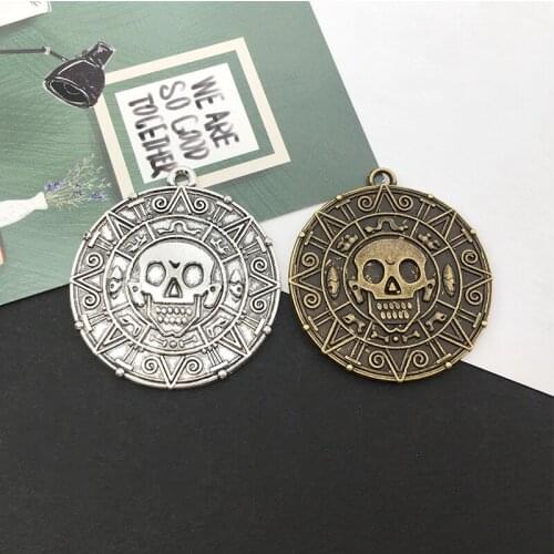 3Pcs Pirate Gold Coin Charms Pendants 38mm x 42mm DIY Jewelry Making Alloy Findings Accessory For Necklaces Earrings