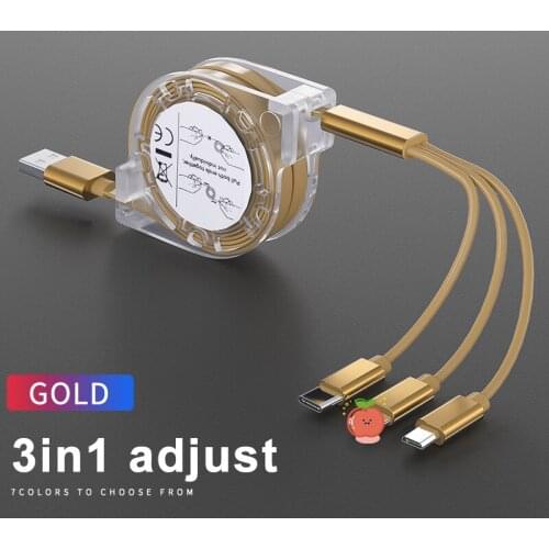3 in 1 USB Cable For iPhone Samsung Xiaomi Multi Fast Charging Charger USB Type C Type-c Micro USB Cable For Mobile Phone