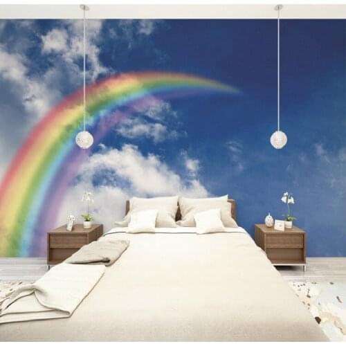Custom 3D Rainbow Photo Mural Wall Sticker Wall Papers Self Adhesive Vinyl Art Kids Home Decor Wallpaper Murals Gift
