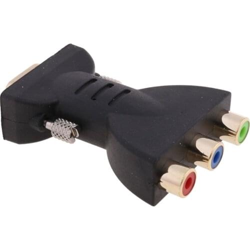 VGA to AV Adapter VGA to 3RCA Plug Converter Component Video Jack Connector for DVD TV Projector High Definition Devices