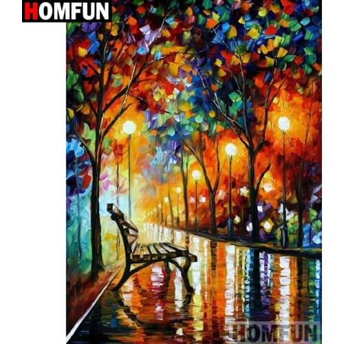 HOMFUN Full Square/Round Drill 5D DIY Diamond Painting "Oil painting road" Embroidery Cross Stitch 5D Home Decor Gift A15869