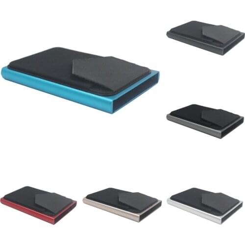 Aluminum Wallet With Elasticity Back Pouch ID Credit Card Holder RFID Mini Slim Wallet Automatic Pop Up Credit Card Case