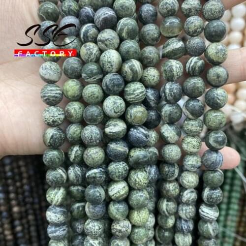 Natural Stone Green Zebra Jaspers Beads Round Loose Beads 4 6 8 10 12MM For Jewelry Making DIY Earrings Bracelet Accessories 15"