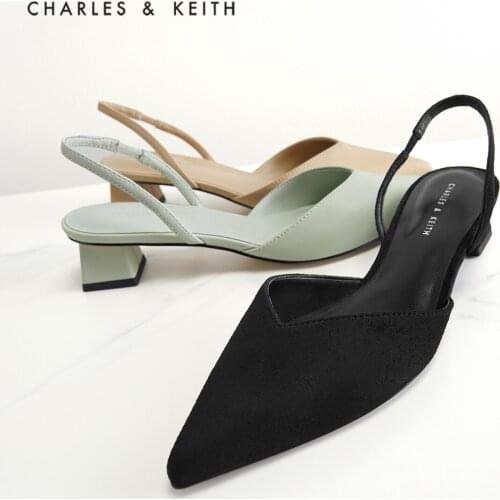 CHARLES＆KEITHNew Arrival for Spring2021CK1-60580194 ladies pointed toe mid-heel shoes