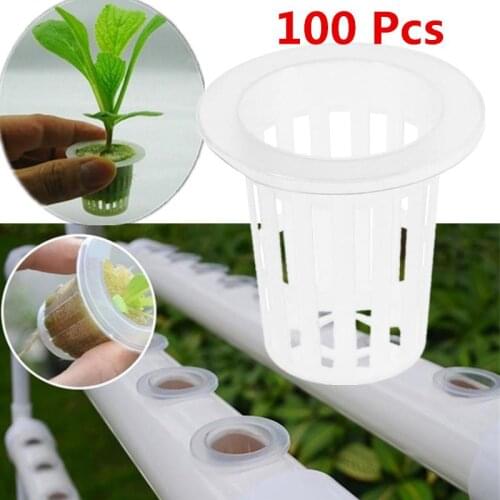100pcs Plant Basket Holder Slotted Mesh Soilless Culture Vegetable Net Pots Baskets Cups for Hydroponics Aquaponics Orchids
