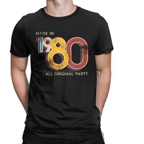 Mens Made In 1980 40th Birthday 40 Years Old School Retro 1980 T Shirt Anniversary Cotton Tops Short Sleeve Tee Unique T-Shirts