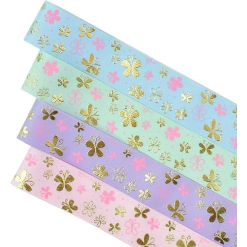 HSDRIBBON Free Shipping 38mm 1-1/2inch hsd-design custom butterfly Series on Grosgrain Ribbon